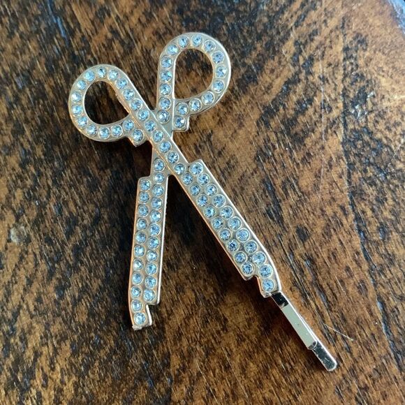 Set of 5 Pearl and Rhinestone Hair Clips - Starfish Scissors Feather Design - Picture 10 of 12